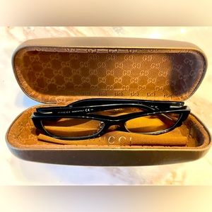Gucci Black Glasses with Golden Brown Case